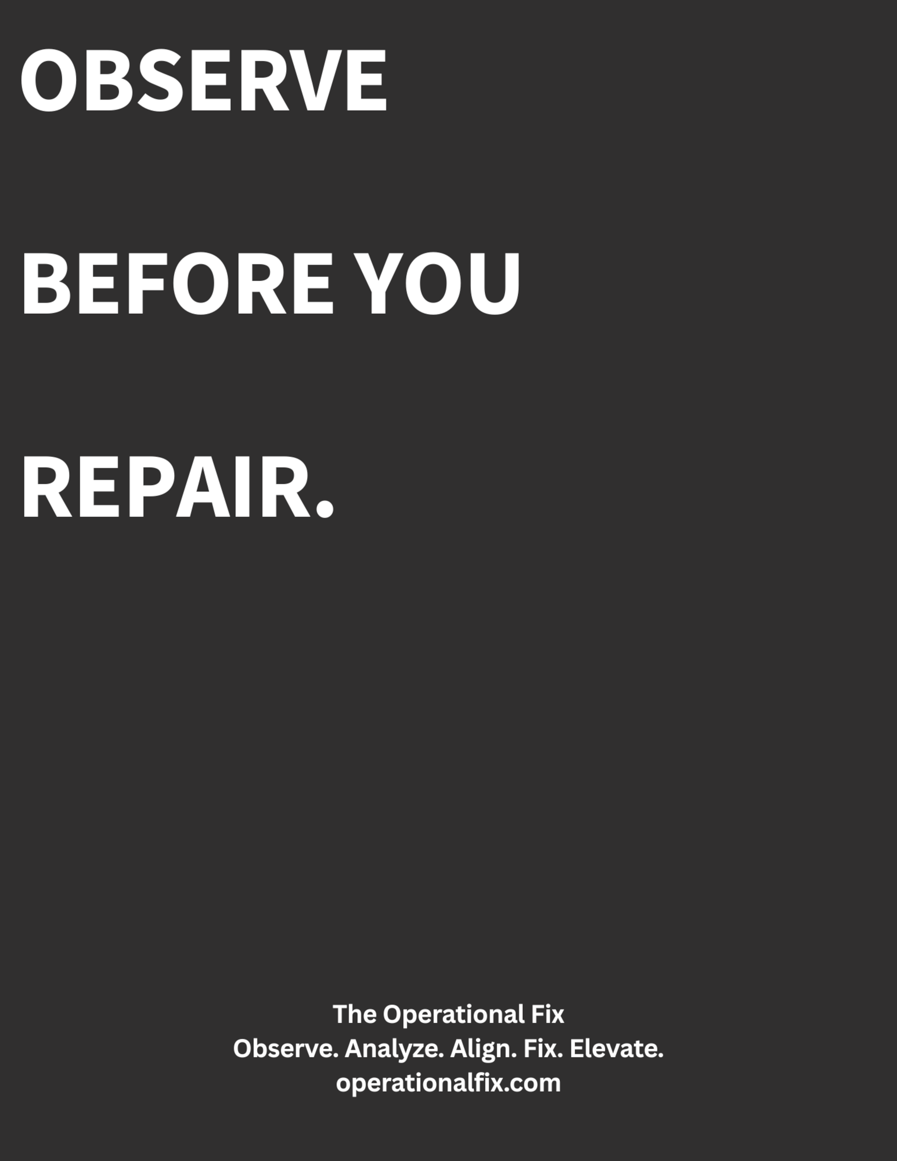 Statement Series No. 001 – Observe Before You Repair™